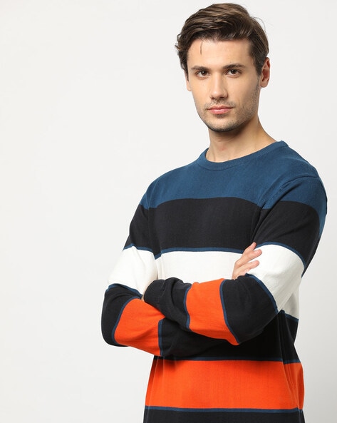 TEAMSPIRIT - Striped Crew-Neck Pullover