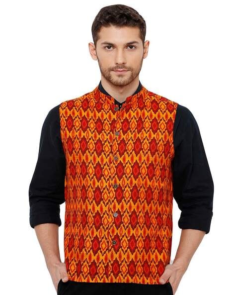 SALWAR STUDIO - Button-Down Jacket with Abstract Print