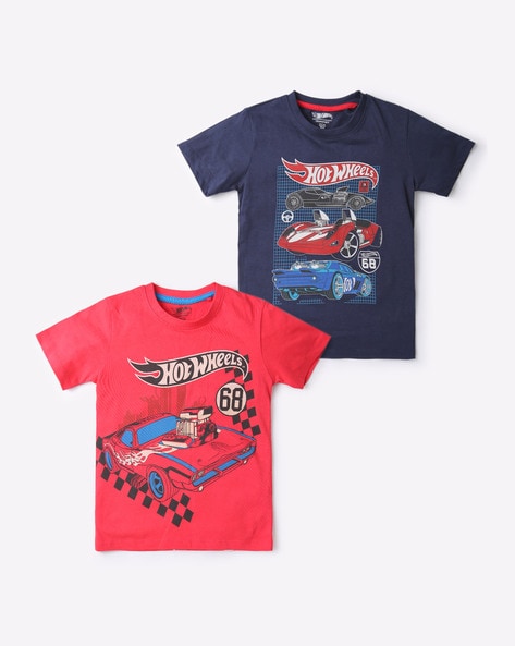 DISNEY - Pack of 2 Hotwheels Print Round-Neck T-shirts