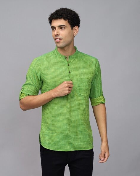 NAWABZADE - Woven Short Kurta with Patch Pocket