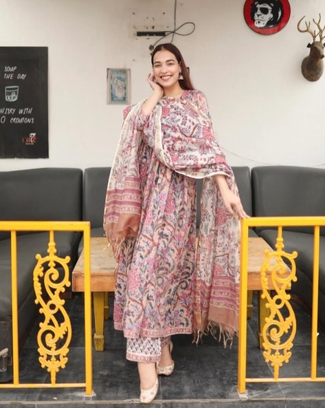 #WEDANI - Women Floral Print Flared Kurta Suit Set