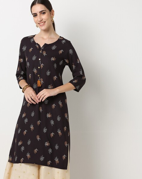 #FUSION - Leaf Print Straight Kurta