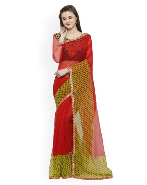 #SHAILY - Women Geometric Print Saree with Contrast Border