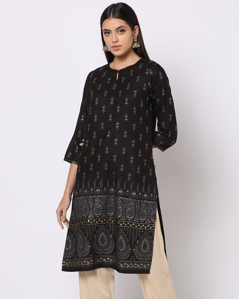 #AVAASA MIX N' MATCH - Floral Print Straight Kurta