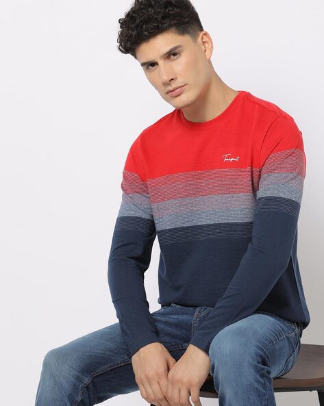 #TEAMSPIRIT - Regular Fit Striped Crew-Neck T-Shirt