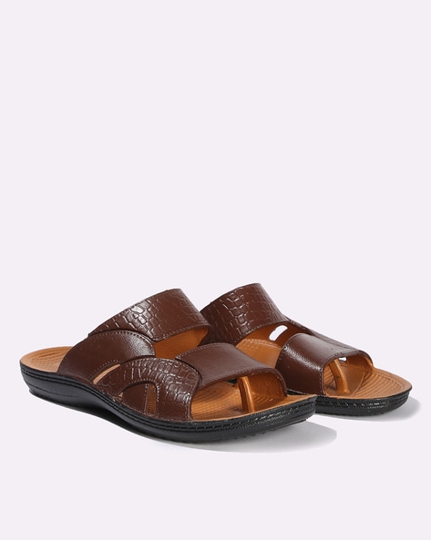 #FRISBEE - Men Croc-Embossed Slip-On Sandals