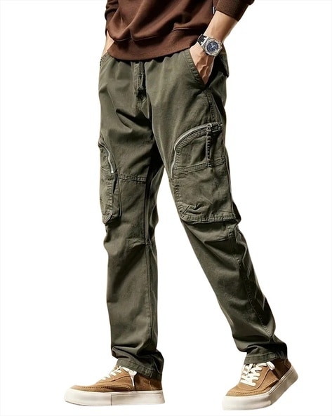 #POSHAX - Men Relaxed Fit Cargo Pants with Insert Pockets