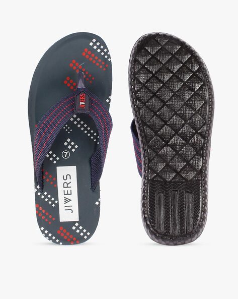 #JIVERS - Thong-Strap Flip-Flops with Printed Footbed