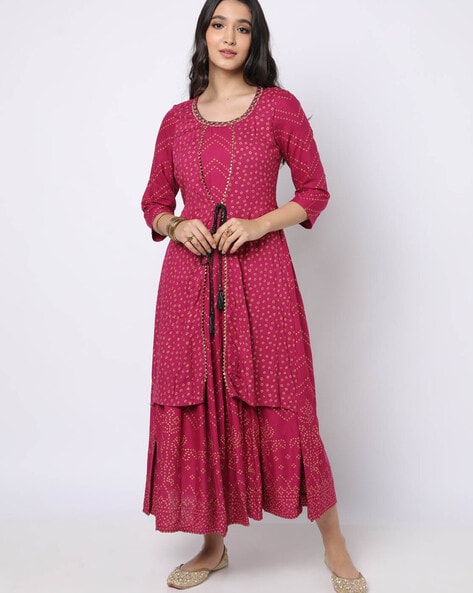 #FUSION - Bandhani Print Fit & Flare Dress