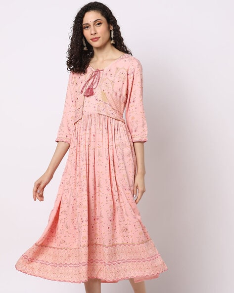 #FUSION - Printed Fit & Flare Dress with Mock Jacket