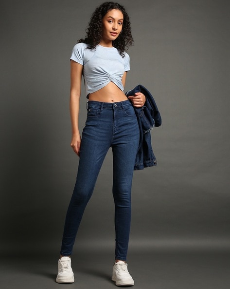 #LEECOOPER - Women Lightly Washed Low-Rise Skinny Jeans