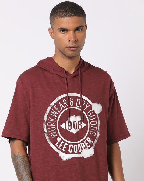 #LEECOOPER - Regular Fit Brand Print Hooded T-Shirt