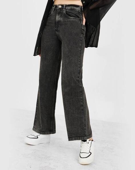 #STYLI - Women High Rise Wide Leg Acid Wash Stretchable Jeans