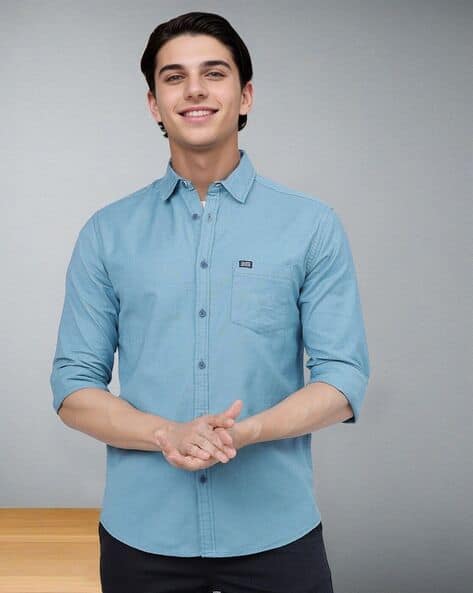 #THEINDIANGARAGECO - Spread-Collar Shirt with Patch Pocket