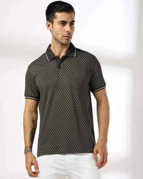 #JOHNPLAYERS - Men Printed Slim Fit Polo T-Shirt with Patch Pocket