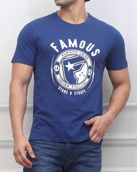 #SHEIN - Shein Men Short Sleeve Typographic Chest Print Crew Tshirt