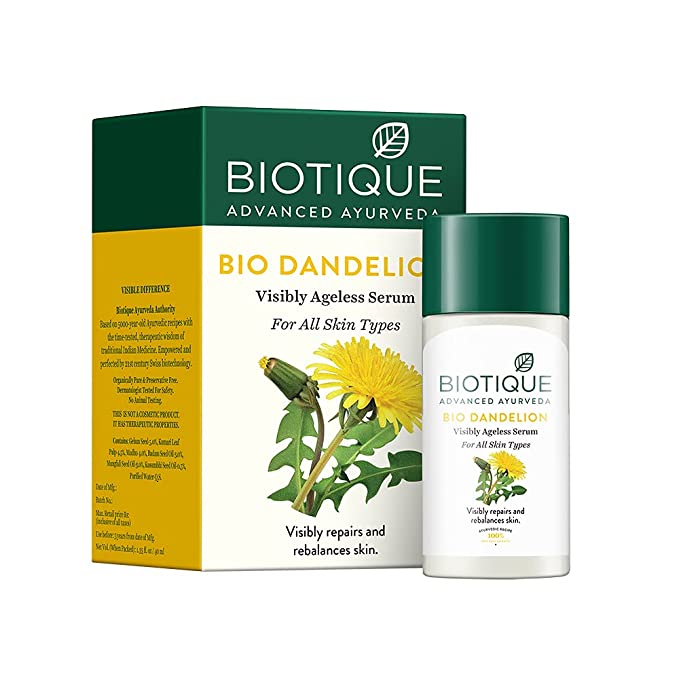 Biotique Dandelion Youth Anti-Ageing Serum| Ayurvedic and Organically Pure| Anti-Ageing Serum for Men & Women| Reduces Fine Lines & Wrinkles |100% Botanical Extracts| All Skin Types | 40ml