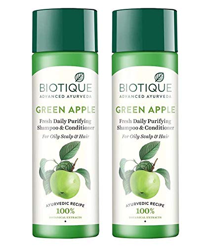 Biotique Bio Green Apple Fresh Daily Purifying Shampoo and Conditioner for Oily Scalp and Hair, 120ml