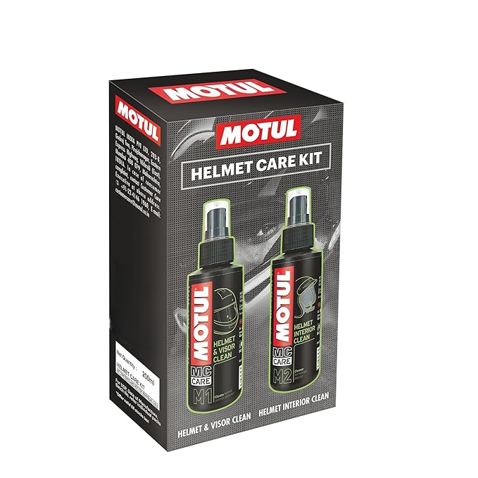 Motul Helmet Care Kit -Helmet Visor & Interior Cleaner Spray with Bactericide Sanitizer|100ml Each|Suitable for All Helmets