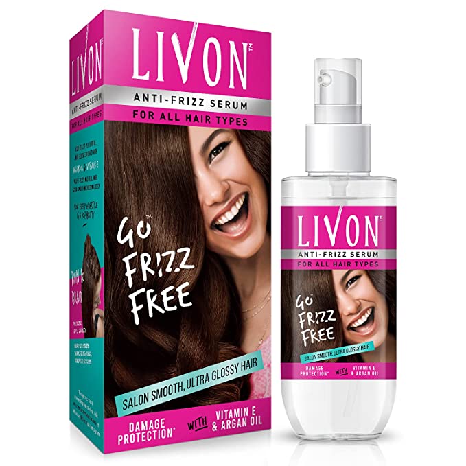 Livon Hair Serum for Women & Men| All Hair Types |Smooth, Frizz free & Glossy Hair | With Moroccan Argan Oil & Vitamin E | 50 ml