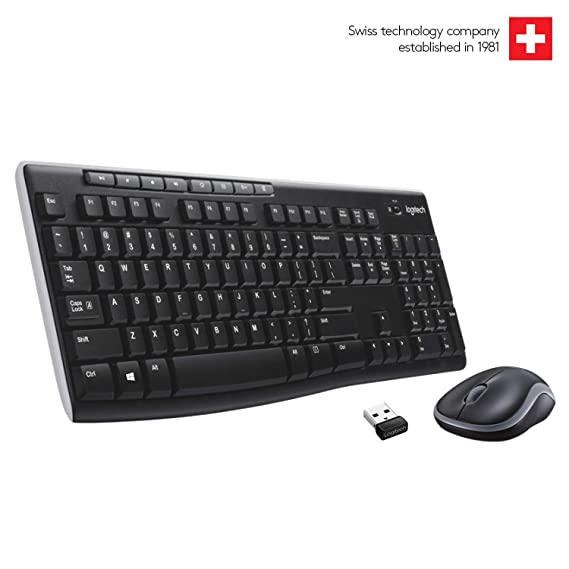 Logitech MK270r Wireless Keyboard and Mouse Combo for Windows, 2.4 GHz Wireless, Spill-Resistant Design, 8 Multimedia & Shortcut Keys, 2-Year Battery Life, PC/Laptop- Black