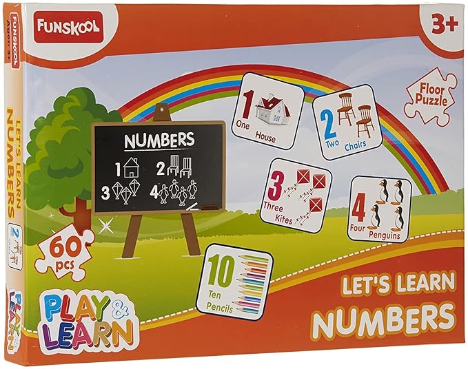 Funskool Play & Learn-Numbers,Educational,60 Pieces,Puzzle,For 3 Year Old Kids And Above,Toy,Multicolor