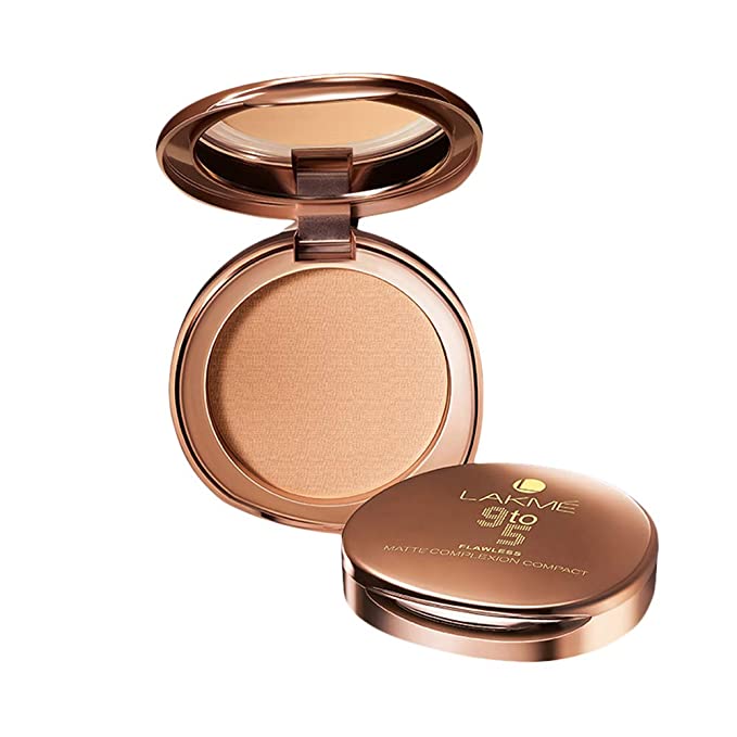 Lakmé 9 To 5 Flawless Matte Complexion Compact Powder, Melon, Absorbs Oil, Conceals & Gives Radiant Skin - All Day Matte Finish Face Makeup, 8g