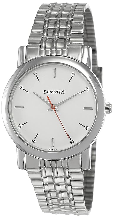 Sonata Analog White Dial Men's Watch -NJ7987SM03W