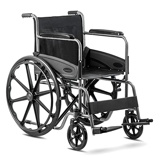 KosmoCare Dura Rexine Mag Wheel Regular Foldable Wheelchair with Safety Belt for added security | Wheel chairs for old people | Manual Mobility Aid Comfortable 18" wide seat |