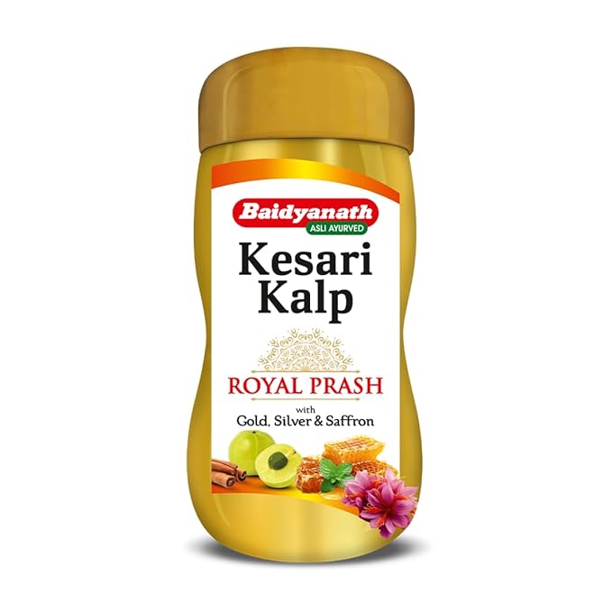Baidyanath Kesari Kalp Royal Chyawanprash - 1kg - Promotes Vitality, Strength & Stamina in Adults and Elderly | Revitalizer Enriched with Gold and Saffron