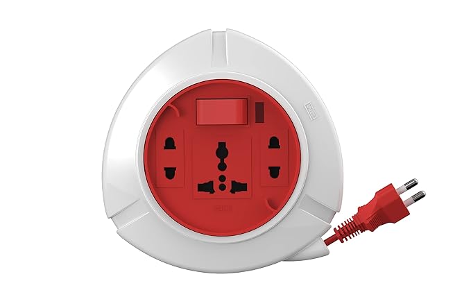 GM 3041 Trio 2-Pin Flex Box with 5M Copper Cord | Universal 3-Pin & 2-Pin Sockets | Master Switch, LED Indicator | Safety Sleeve, Cable Guard, Polycarbonate Body | Home & Office Use