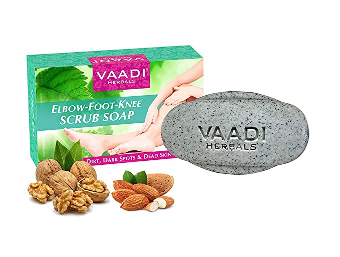 Vaadi Herbals Elbow Foot Knee Scrub Soap with Almond and Walnut Scrub, 75g