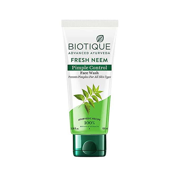 [Apply Coupon] - Biotique Fresh Neem Pimple Control Face Wash Prevents Pimples For All Skin Types, 100ml
