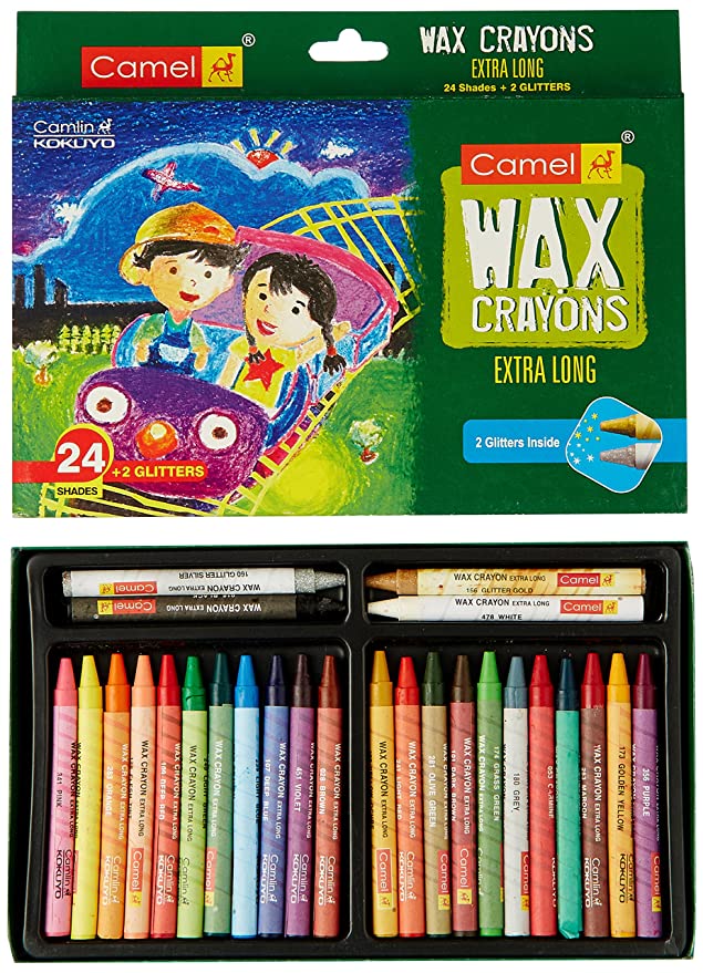 [Apply Coupon] - Camel Camlin Kokuyo Extra Long Wax Crayons - 24 Shades