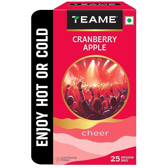 TE-A-ME Cranberry Apple Tea - 25 Tea Bags | Fruit Tea Bags | Non Caffeine | Sugar Free | Christmas Gift | New Year Gift