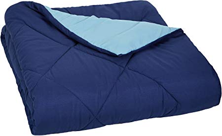 AmazonBasics Reversible Microfiber Comforter - Twin/Twin Extra-Long, Navy Blue