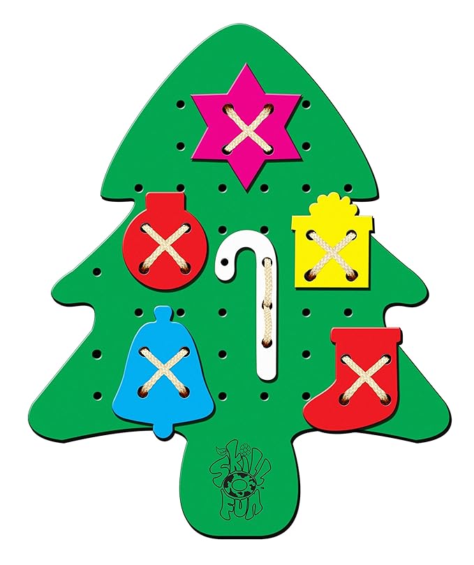 Skillofun Wooden Christmas Tree Sewing Toys