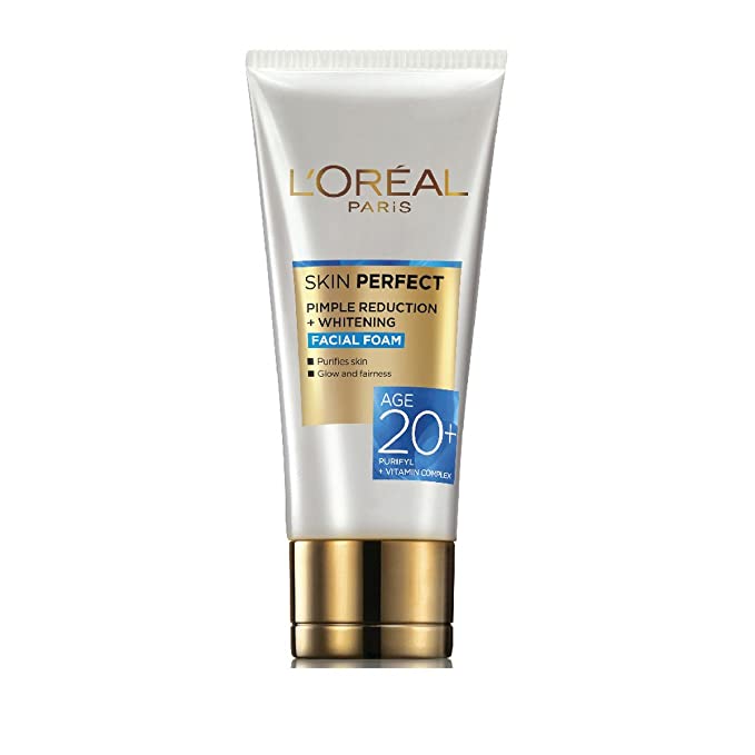 L'Oréal Paris Facial Foam, Reduce Pimples and Blackheads, Enriched with Purifyl and Vitamin Complex, Skin Perfect 20+, 50ml