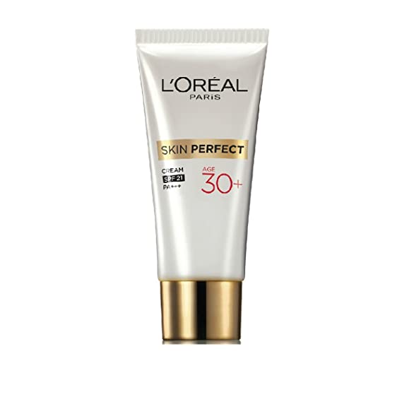 L'Oréal Paris Anti-Fine Lines Cream, Reduces Melanin, Enriched with Pro-Collagen, With Vitamin B3 & C, Skin Perfect 30+, 18g