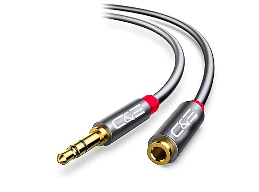 C & E CNE14565 1.5ft(0.4M) 3.5mm Aux Male to Female Extension Stereo Audio Cable Grey (1.5 Feet/0.4 Meters) Compatible for iPhone, iPad or Smartphones, Tablets, Media Players (3 Pack)