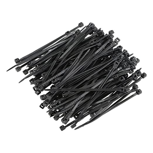Generic Self Locking Nylon Cable Zip Ties, 2.5 X 100mm (Black, 100 Piece)