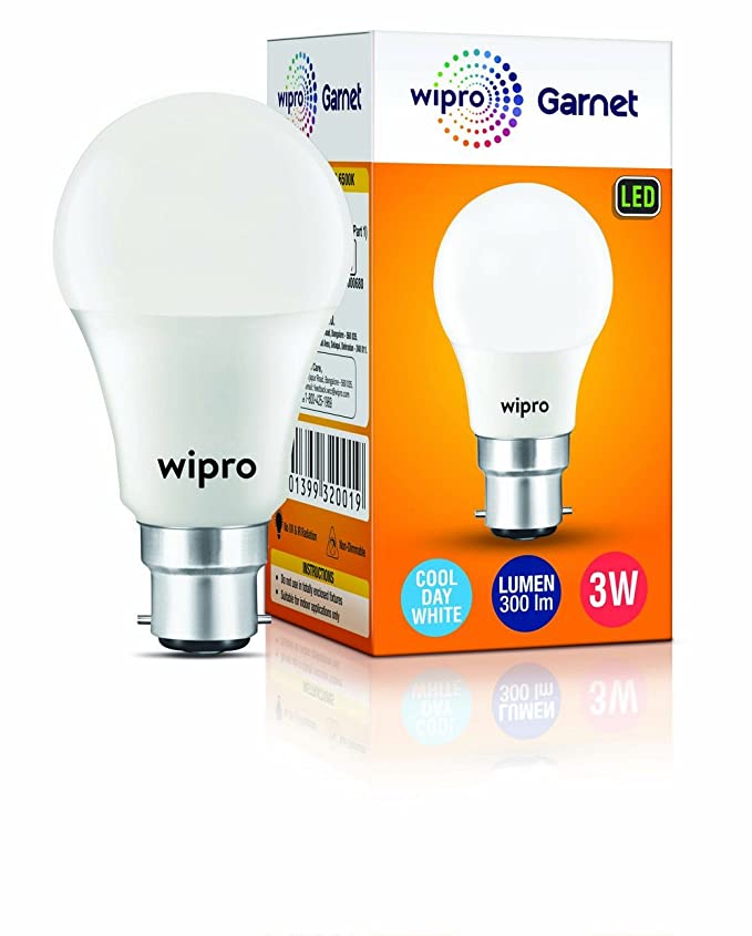 wipro B22D Garnet 3-Watt Led Bulb (Cool Day Light)(Pack of 1)