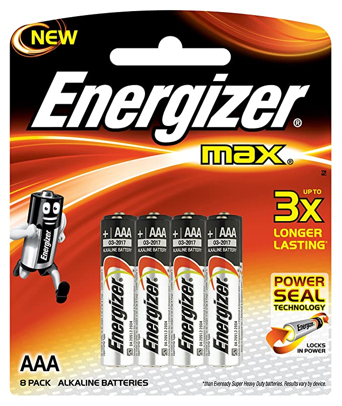 Energizer MAX Alkaline Battery E92BP8 AAA Value Pack - Total 8 AAA Batteries