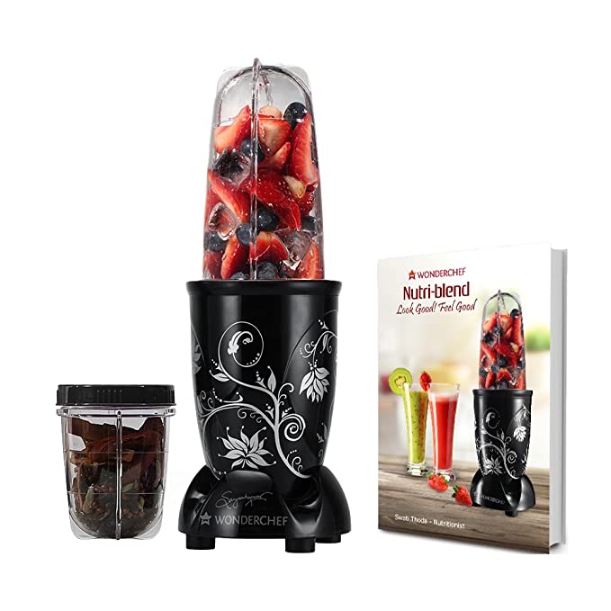 [Apply Coupon] - Wonderchef Nutri-blend 500W Juicer Mixer Grinder, 22000 RPM Copper Motor, Smoothie Maker, Masala Grinder, Chutney Blender, 2 Unbreakable Jars, Recipe Book by Chef Sanjeev Kapoor, 2 Yr Warranty, Black