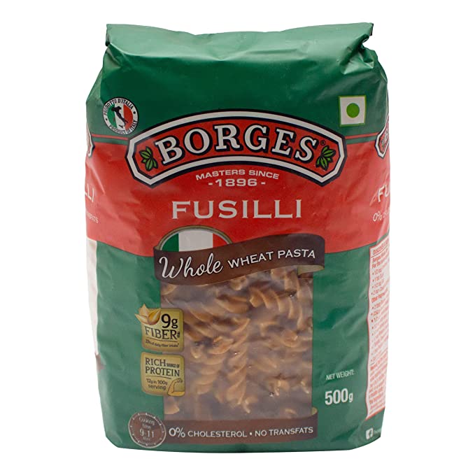 Borges High Protein, fiber, Trans Fat Free and Cholesterol Free Whole Wheat Fusilli Pasta (500g)
