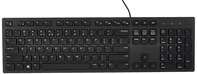 Dell KB216 Wired Multimedia Keyboard - Full-Size Layout with USB Interface, Chiclet Keys, Spill Resistance with 3 Indicator Lights| Plug and Play| Hot Keys: Volume, Mute, Play/Pause, Backward, Forward