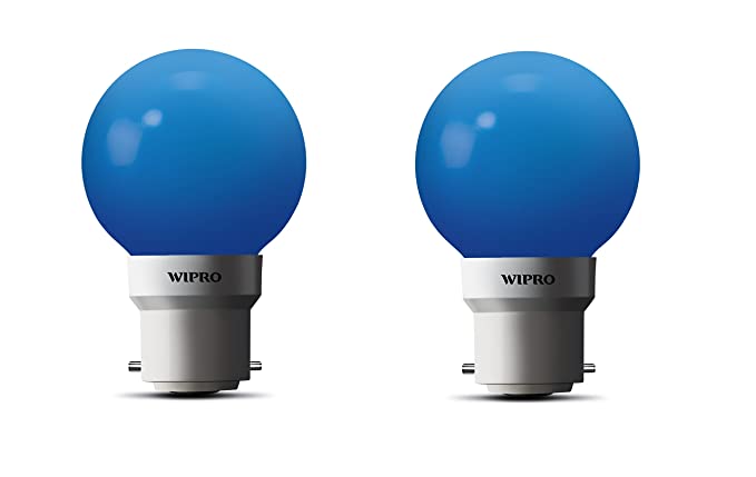 Wipro Glass Safelite N10004 B22 0.5-Watt Led Night Lamp (Pack of 2, Blue)