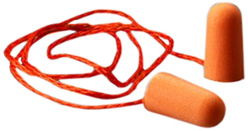 3M 1110 Corded Poly-Urethane Foam, PVC Foam Disposable Ear Plugs, Pack of 1, Orange