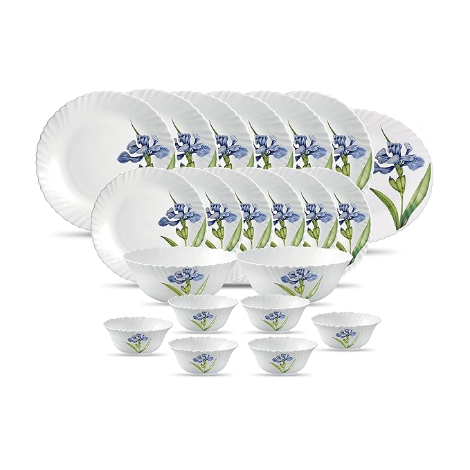 La Opala Diva from Royal Iris Classique Collection Opalware Dinner Set, 21 Pieces, White