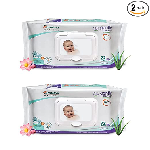 Himalaya Gentle Baby Wipes - 72 Pieces (Pack of 2)